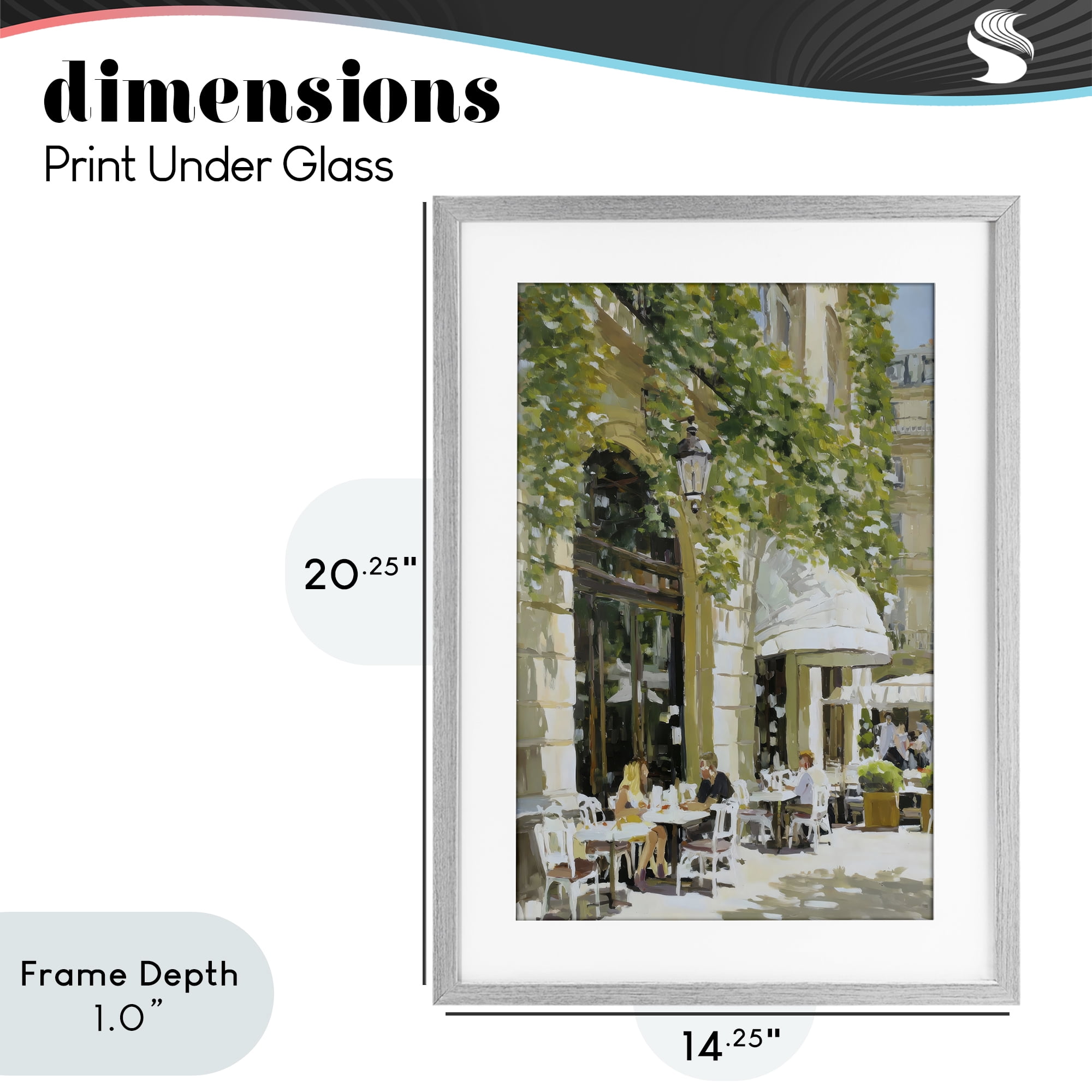 Stupell Industries Sunny Day Cafe Terrace Gray Framed Print Under Glass, design by Petal Prints Design