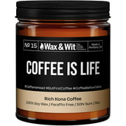 Wax & Wit - 9oz Scented Soy Candle - Infused with Kona Coffee - Funny Candles, Aromatherapy Candles