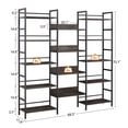 thumbnail image 4 of Triple Wide 5-Shelf Industrial Bookcase,Vintage Wood Style Large Open Bookshelves for Home Office,Dark Grey, 4 of 7