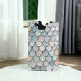 thumbnail image 6 of Yayeee Freestanding Laundry Hamper with Handle Collapsible Large Storage Basket for Clothes, Light Blue Shimmering Pattern, 6 of 7