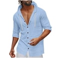 thumbnail image 2 of pstuiky camisetas de manga larga para hombre, Blusa informal holgada de manga larga con capucha y botones para hombre, de color liso, a la moda, con cordón ajustable camisetas de hombre l, 2 of 6