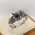 thumbnail image 3 of HIJONES Women Men's Black Cubic Zircon Animal Owl Ring Band Stainless Steel Vintage Gemstone Jewelry Size 10, 3 of 4