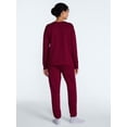thumbnail image 4 of Joyspun Women's Fleece Crewneck Top and Jogger Pajama Set, 2-Piece, Red Pomegranate, 2X, 4 of 5