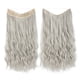 thumbnail image 1 of Xiao Hua Extensiones de cabello de alambre, gruesas, rizadas, onduladas, invisibles, con clip, sintéticas, para mujer, 16 pulgadas, color gris, 1 of 2