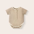 thumbnail image 2 of Mgmyaa Baby Boys Girls Pure Cotton Muslin Short Sleeve Bodysuit Snap Closure Summer Romper Newborn Jumpsuit for 3-24 Months, 2 of 9