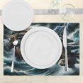 thumbnail image 3 of Ambesonne Cat Place Mats Set of 4, Stormy Ocean Pirate Kitty Ship, Standard Size, Dark Slate Blue and Amber, 3 of 5