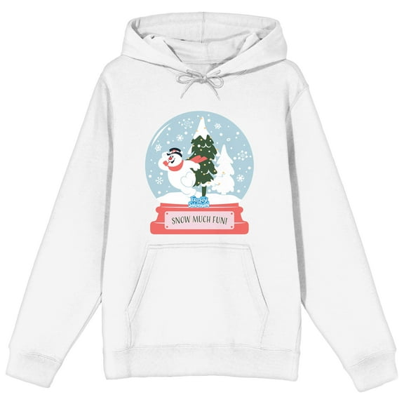 Frosty the Snowman Classic Character Snow Globe Men's White Graphic Hoodie-3XL
