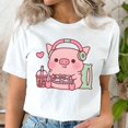 thumbnail image 3 of Camiseta de Juego de cerdo rosa para mujer, sudadera Y2k, ropa de té Boba para niña, camisetas de marca 2000s Y2k, 3 of 5