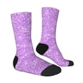 thumbnail image 3 of Uemuo Lilac Glittering Pattern Women's Crew Socks, Soft Durable Breathable Moisture-Wicking with Odor Control Cotton socks, 3 of 9