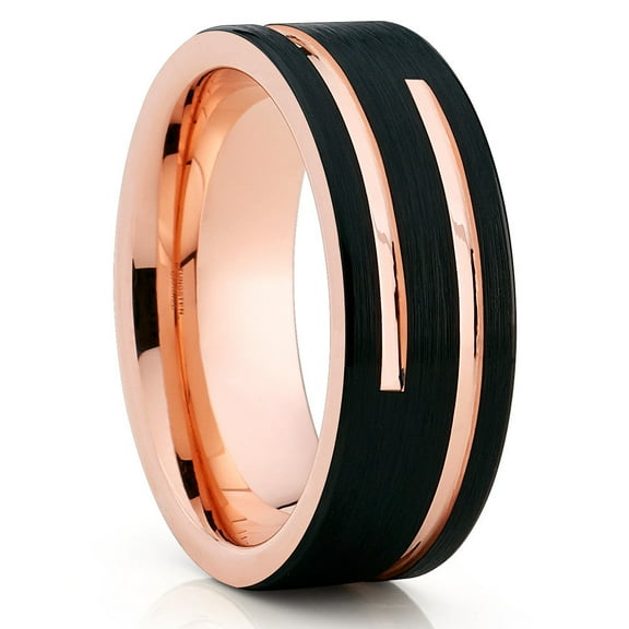 8mm Rose Gold Tungsten Ring,Engagement Ring,Black Tungsten Ring,Tungsten Carbide Ring,Man's Ring