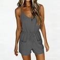 thumbnail image 2 of BUIGTTKLOP Short Jumpsuit for Women Spaghetti Strap Adjustable Waist Drawstring Cami Romper Summer Casual Overalls, 2 of 6