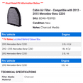thumbnail image 2 of Cabin Air Filter - Compatible with 2012 - 2015 Mercedes-Benz C250 2013 2014, 2 of 2