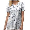 thumbnail image 4 of COMVALUE Womens Hawaiian Printed Stretchy Nursing Scrubs Plus Size Soft Easy Care Workwear Holiday Medical Uniform Scrub Tops (XL, White), 4 of 8