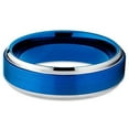 thumbnail image 4 of 6mm Blue Tungsten Carbide Ring Brushed Finish Unique Edges Carbide Anniversary Edition Comfort Band (6), 4 of 4