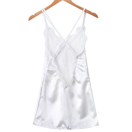 

Musuos Womens Sexy Lingerie Silk Lace Perspective V Neck Sleeveless Dress
