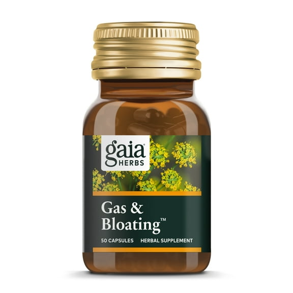 Gaia Herbs Gas & Bloating - Provides Relief from Occasional Gas & Bloating* - With Activated Charcoal, Fennel & Chamomile - 50 Vegan Capsules (25-Day Supply)
