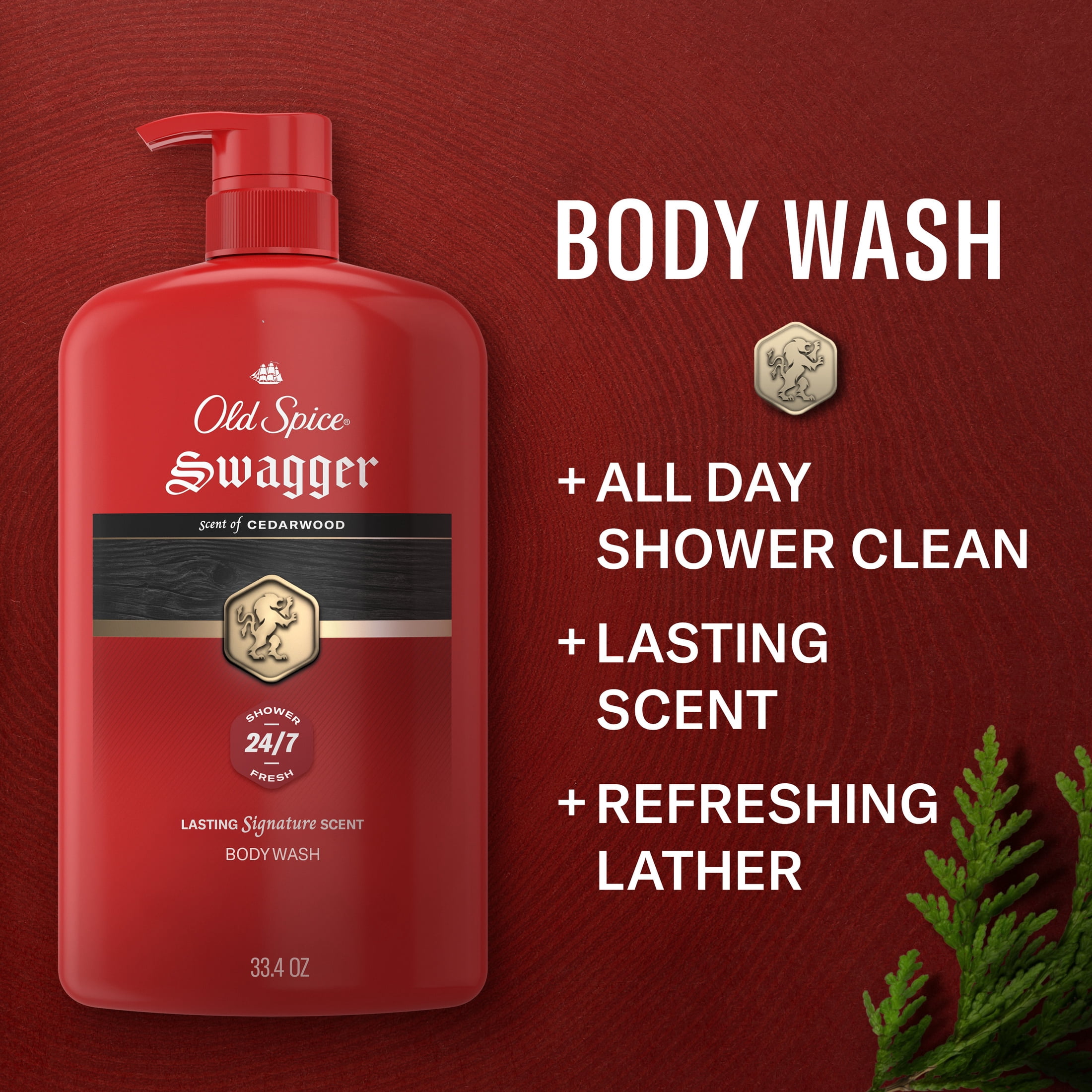 Old Spice Red Collection Body Wash for Men, Swagger Scent, Shower Fresh, Lasting Scent, 33.4 fl oz