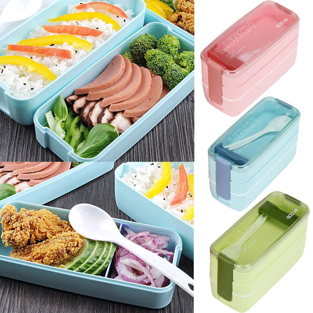Meitianfacai Boîte à Lunch Récipient Alimentaire, 900ml Boîte à Lunch Portable à 3 Couches pour Four Bento Micro-Ondes