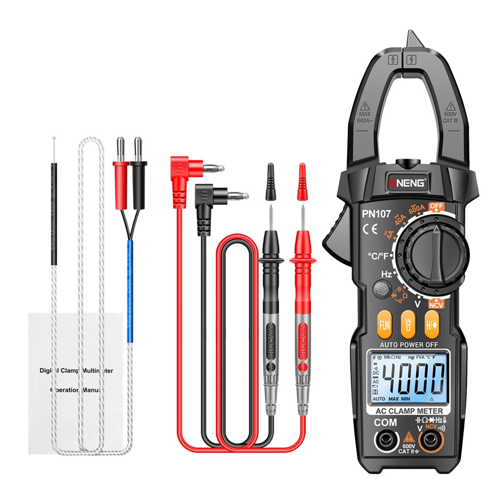 funtasica Digital Multimeter Handheld Smart Tester Lightweight Digital Clamp Meter Meter DC Ammeter for Fuses Vehicles Home , Black