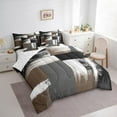 thumbnail image 3 of Manfei Brown Grey Abstract Bedding Comforter Set 7pcs, Chic Minimalism Queen Bedding Sets, Teen Child Kid Adult Reversible Queen Sheet Sets, Super Cozy Room Decor, 3 of 7