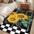 thumbnail image 4 of Area Rugs for Living Room Bedroom, Yellow Sunflower 4'x6' Rug Washable Carpet Runner Indoor Outdoor, Black White Plaid Watercolor Floral Non Slip Accent Floor Mats Rug for Kitchen, Office, 4 of 8