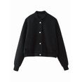 thumbnail image 1 of Females Solid Color Jacket Spring Casual Cropped Jackets Long Sleeve Zip Up Jacket Coat Outwear Black M, 1 of 6