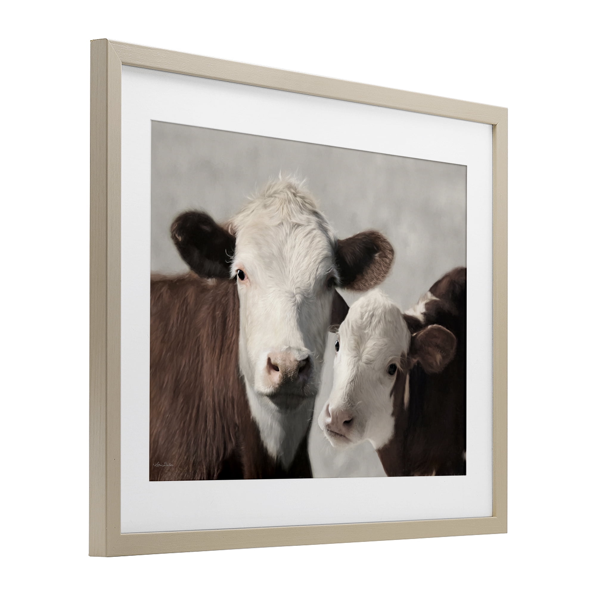 Stupell Industries Mommy & Me Cows Birch Framed Print Under Glass, design by Lori Deiter