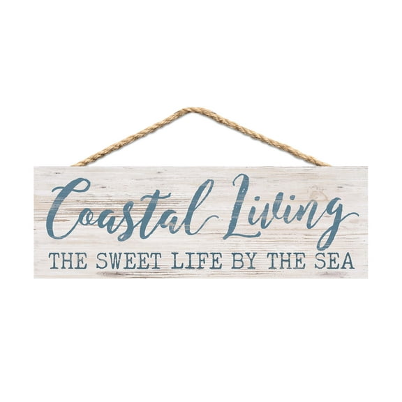 Coastal Living Sweet Nautical Blue 10 x 4 Pine Wood Hanging Décor String Sign