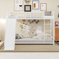 thumbnail image 3 of Harper & Bright Designs Twin Floor Bunk Bed with Slide, Twin Over Twin Metal Bunk Bed Frame with Ladder and Guardrail for Boys Girls, White, 3 of 15