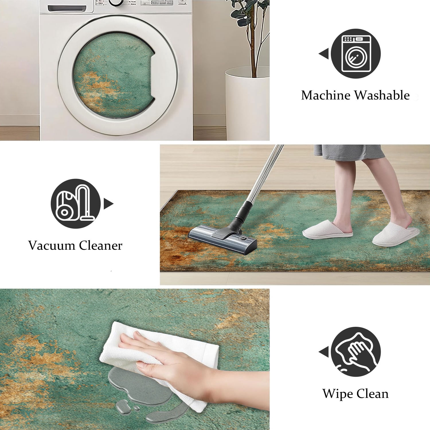 Three-Piece Kitchen Rug Set, Abstract Pattern Kitchen Hallway Rug, Soft And Comfortable, Suitable for Sinks, Floors, Entrances, Hallways, Bathrooms