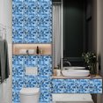 thumbnail image 5 of 10 piezas de pegatinas de pared de mosaicos planos azules impresas en 2D para cocina, baño, decoración del hogar, calcomanías de pared de PVC impermeables para despegar y pegar, 5 of 5