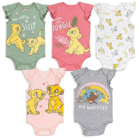 

Disney Classics 101 Dalmatians Bambi Dumbo Newborn Baby Girls 5 Pack Short Sleeve Bodysuits Disney Classics 3-6 Months