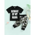 thumbnail image 3 of Bagilaanoe Newborn Baby Boy Clothes 6 12 18 24 Months Short Sleeve Letter Print O-Neck T-Shirt Tree Long Pants 2Pcs Outfit Sets, 3 of 9