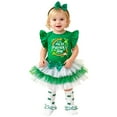 thumbnail image 3 of CUZIBR Christmas Outfit For Kids Carnival Letter Print Romper Skirt Two Piece Set Ruffles Long Sleeve Jumpsuit Ruffled Tiered Skirts Casual Dress Wear Jogging Sets,Green2,0-3 Months, 3 of 6