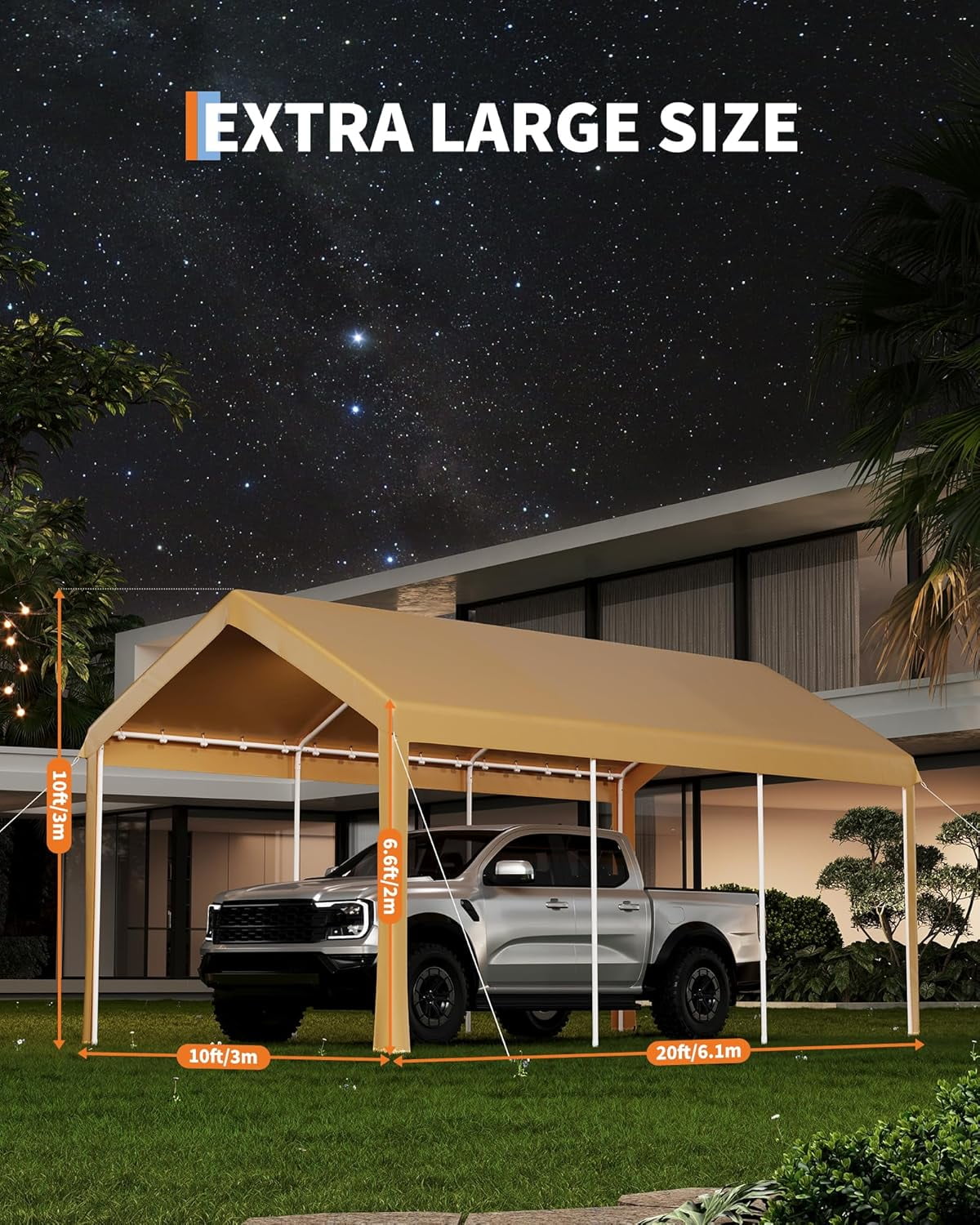 10x20ft Heavy Duty Carport w/Galvanized Steel Frame & All-Season PE Canopy, Multi-Use Shelter