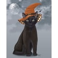 thumbnail image 2 of Fab Funky 26x32 Gold Ornate Wood Framed with Double Matting Museum Art Print Titled - Halloween Black Cat in Witches Hat, 2 of 4
