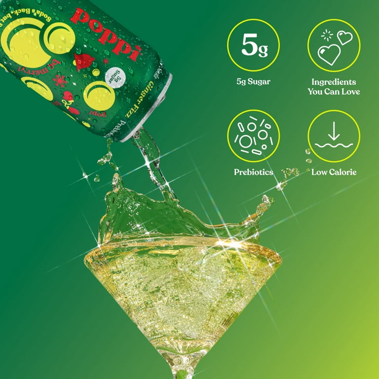 Poppi Ginger Fizz Prebiotic Soda, 12 oz, 12 pack cans - Walmart.com