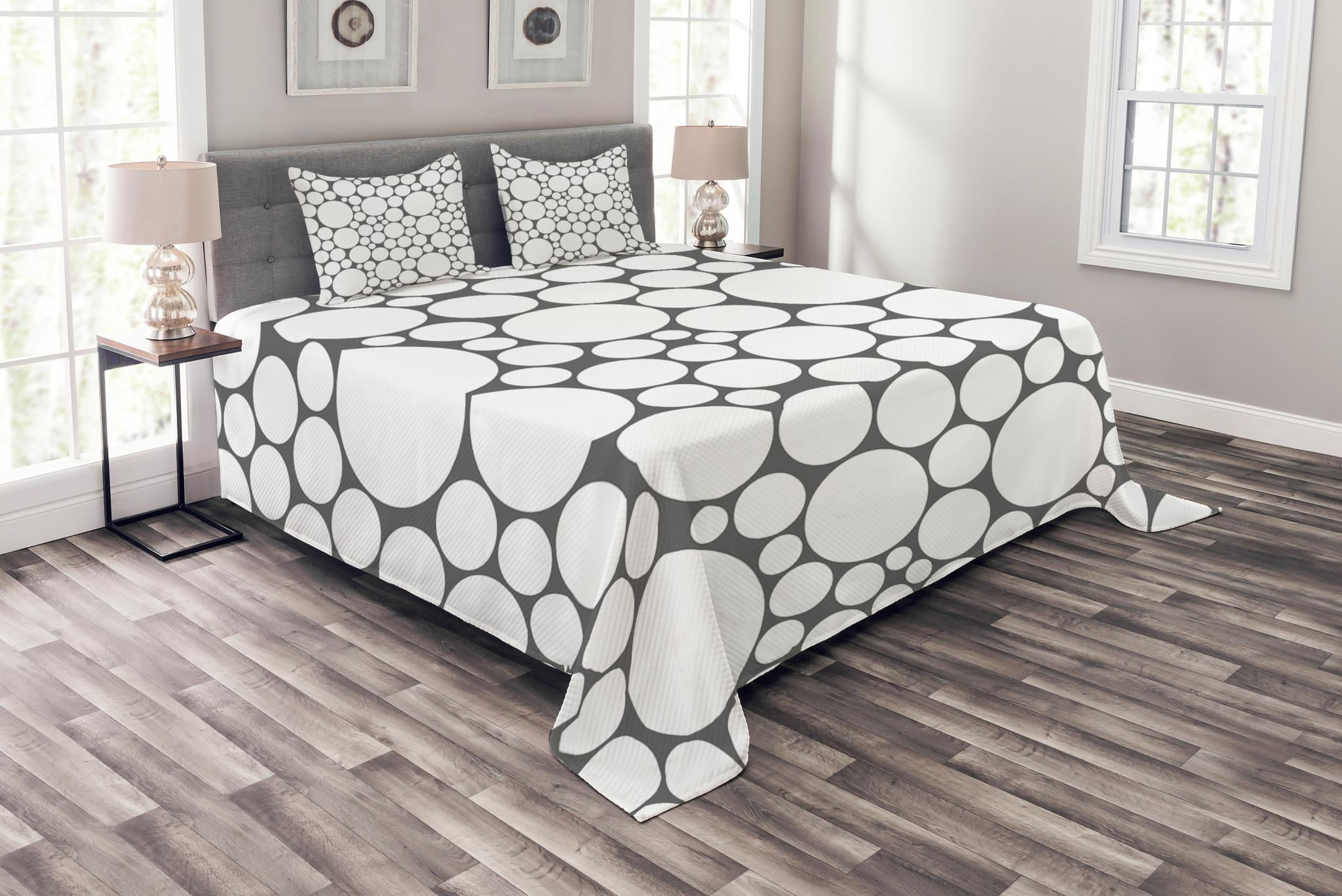 Geometric Circle Bedspread Set, Retro Pattern with Large Small Round