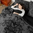 thumbnail image 4 of jejeloiu Spooky Halloween Ghost 7 Pieces Bedding Comforter Set,Bohemain Damask Floral Full Bedding Set,Victorian Baroque Flower Fitted Sheet Flat Sheet For Adult,Ultra Soft Home Decor Reversible, 4 of 8
