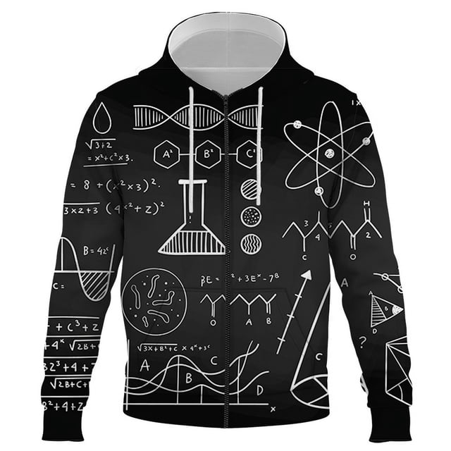 Sudadera con capucha y cremallera para hombre 2024, estilo Harajuku, con estampado 3D de fórmula química, para hombre y mujer, ropa de moda para hombre