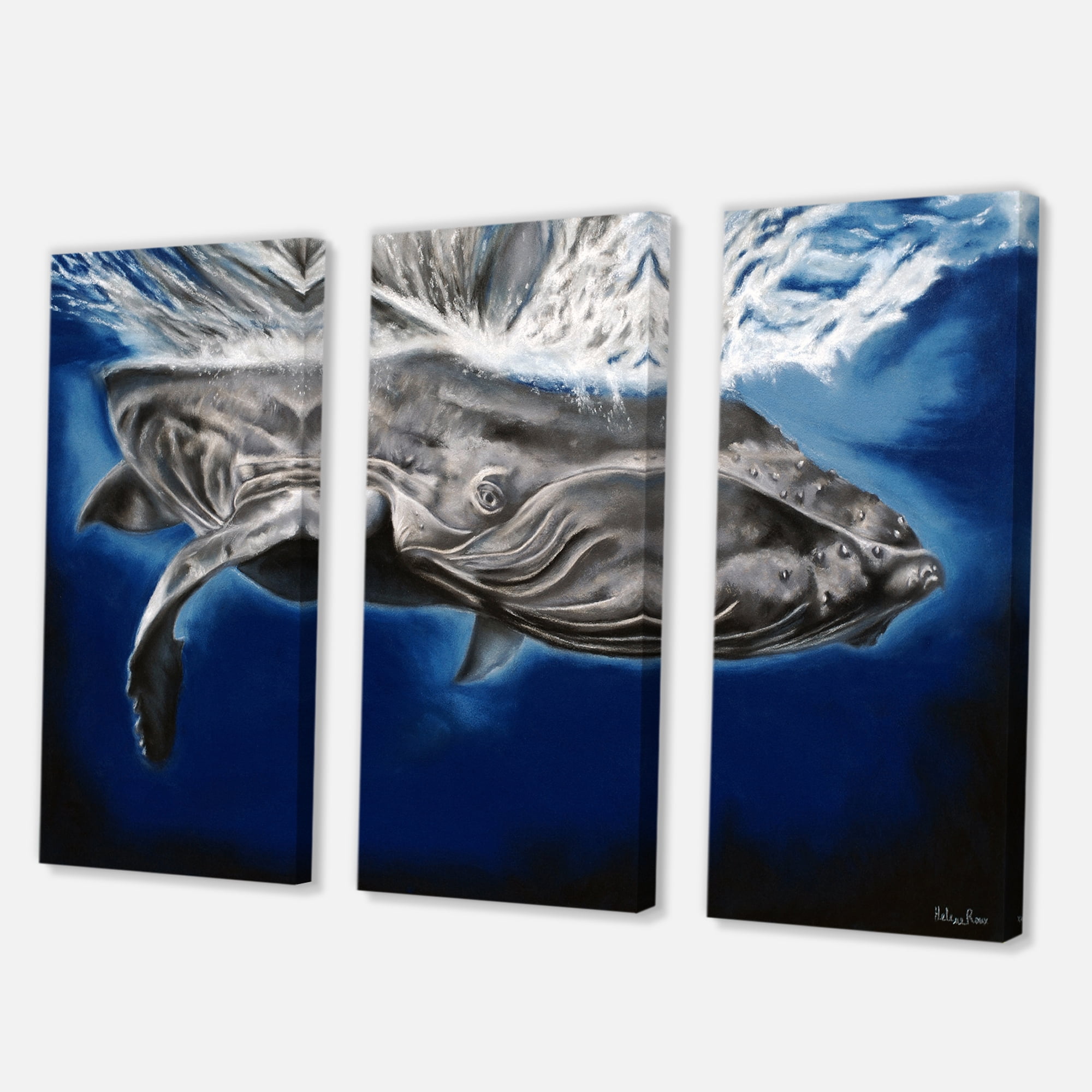Designart ' Close Up Portrait Of A Humpback Whale ' Nautical & Coastal Canvas Wall Art Print