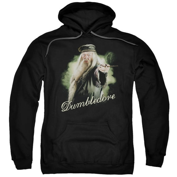 Trevco HP6006-AFTH-4 Harry Potter & Dumbledore Wand-Adult Pull-Over Hoodie, Black - Extra Large
