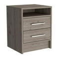 thumbnail image 2 of Tu Home Square 2 Drawer Engineered Wood Nightstand Set in Light Gray (Set of 2), 2 of 11