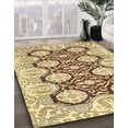 thumbnail image 2 of Ahgly Company Indoor Round Abstract Mustard Yellow Oriental Area Rugs, 3' Round, 2 of 6
