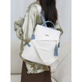 thumbnail image 2 of REMANLAND Women's White and Blue Backpack Purse with Tassel, Top Handle, Detachable Shoulder Strap and Side Pockets, 2 of 10