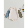 thumbnail image 2 of Bagilaanoe Newborn Baby Girl Boy Rompers Sweatshirt Long Sleeve Bodysuits Contrast Color Pullover 3M 6M 12M 18M 24M Infant Casual Tee Tops, 2 of 9