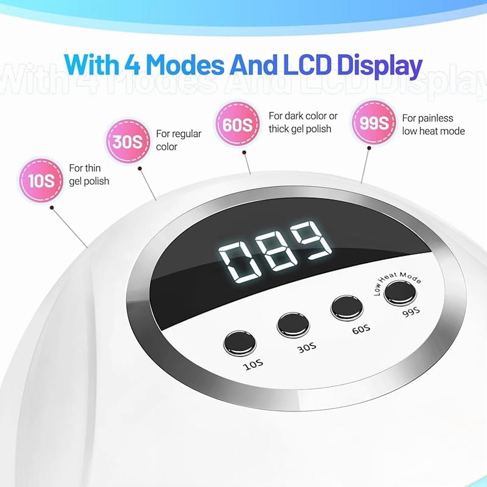 U V LED Nail Lamp 320W, Nail Dryer for Gel Polish, Gel Nail Lamp with 72 Light Beads, Led Nail Light for Nails with Automatic Sensor & 4 Timers
