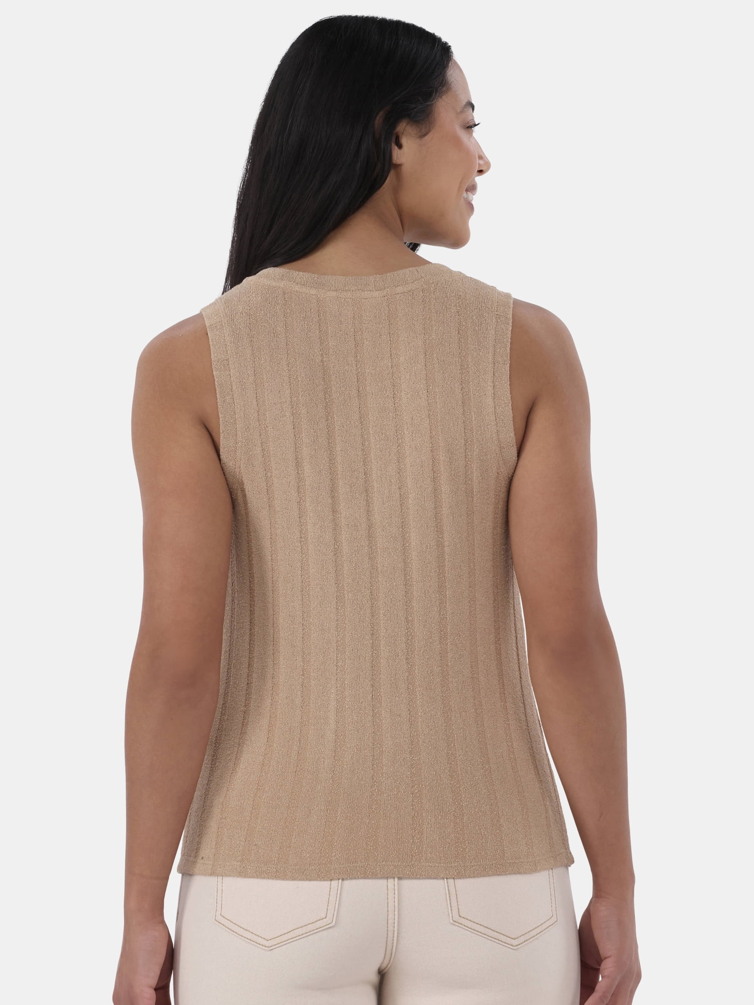 Time and Tru Women's Crew Neck Twist Front Tank Top, Sizes XS-3XL