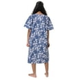 thumbnail image 3 of Women's Short Sleeve Woven Snap-Front Closure Floral Embroidery Housecoat Duster Lounge Nightgown, Navy Blue X-Large, 3 of 5
