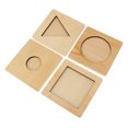 thumbnail image 3 of Montessori Beech Wooden Toy Set Kids - 4 Seperate Geometry Puzzles Matching Square, 3 of 8